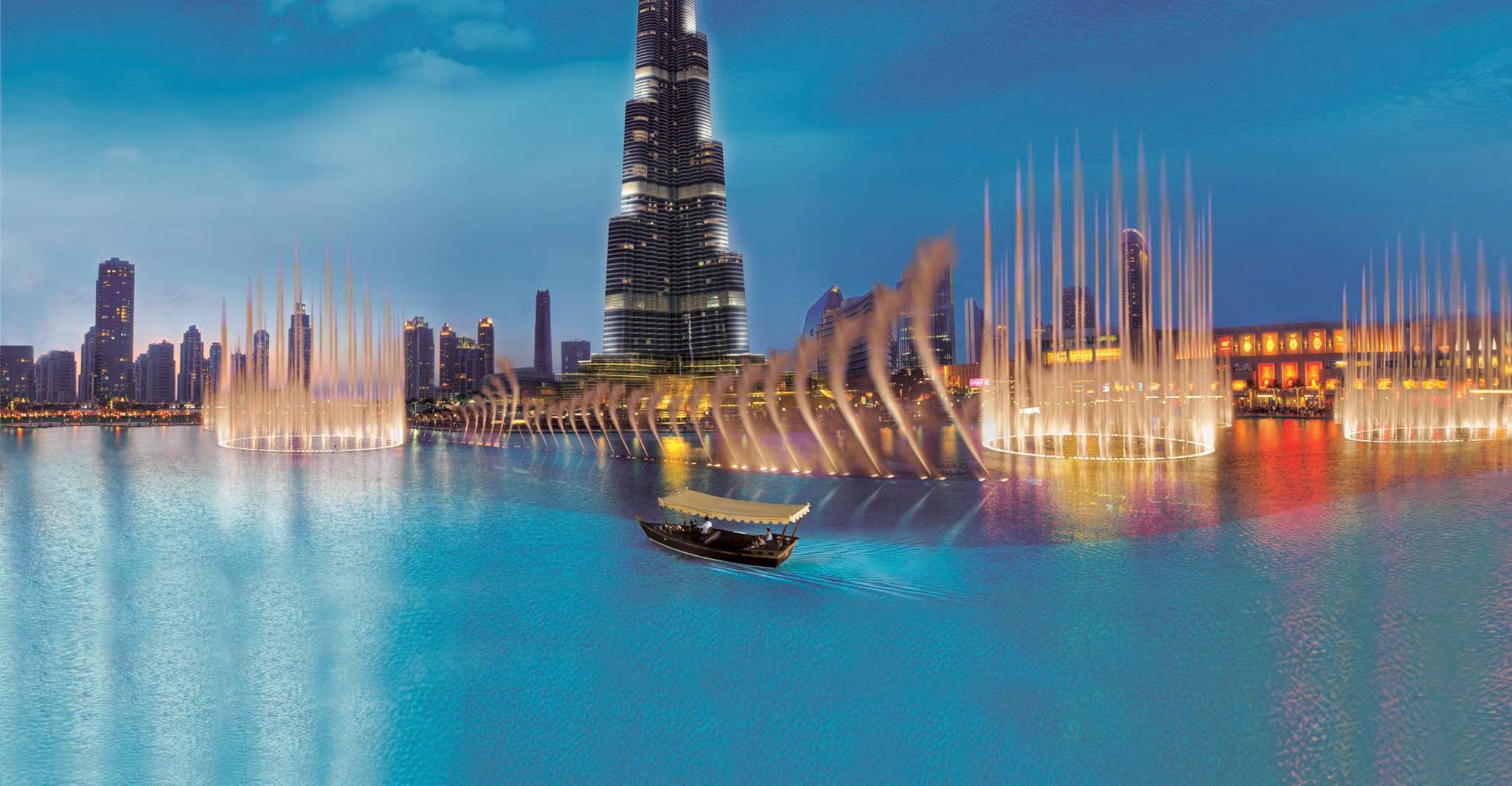 Dubai: Burj Khalifa Lake Ride and Fountain Show