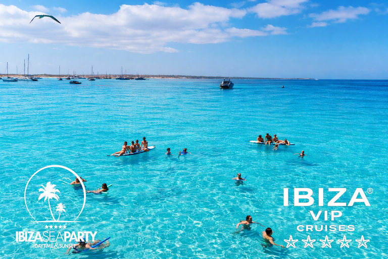 Ibiza: Formentera VIP Boat Paella, BBQ, OpenBar, DJ & Sunset BASIC TICKET with 5h Open Bar & Breakfast
