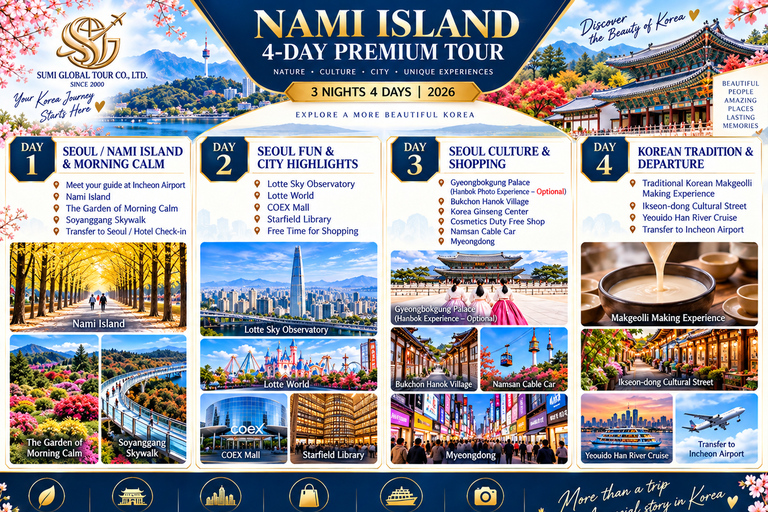 Seoul: 4-Day Guided Tour with Nami Island & Han River Cruise