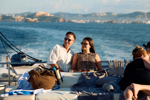 Ibiza: Formentera Boat and Bike Guide Tour +Sunset Party Gold Edition: Formentera Bike & Boat Adventure from Ibiza