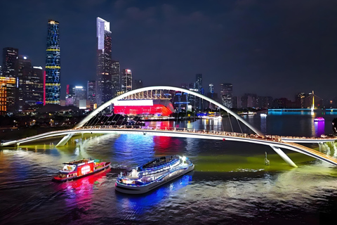 Guangzhou: Cruzeiro de ida e volta Vista noturna da Torre de CantãoAssentos no convés do último andar