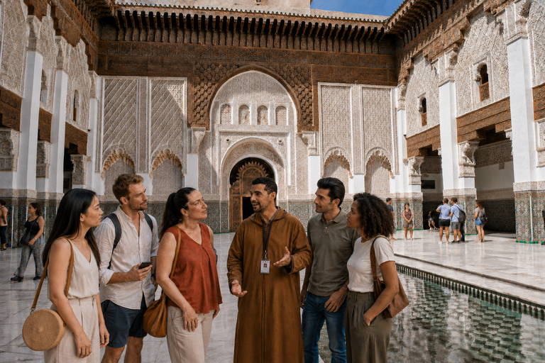 Marrakech: Bahia Palace, Madrassa Ben Youssef and Souks Tour Shared Group Walking Tour in English From the Meeting Point