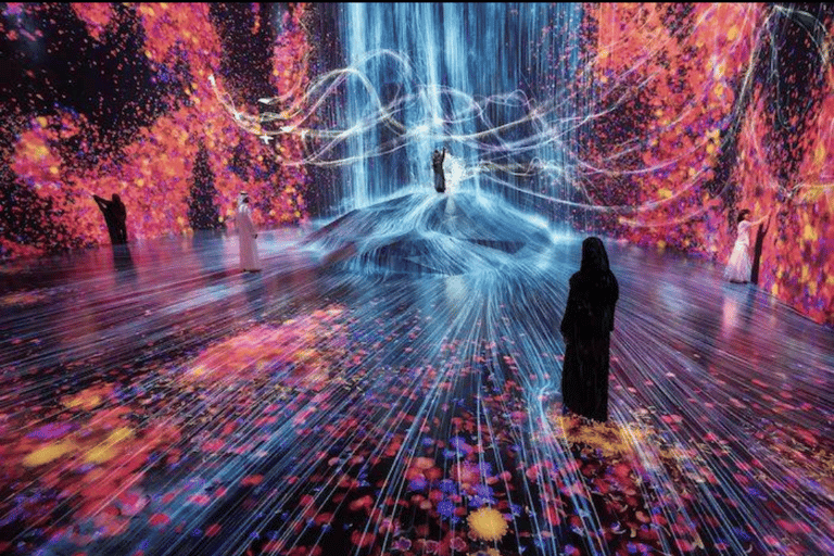 Abu Dhabi: Blue Mosque & teamLab Phenomena Tour with Entry Abudhabi: Full Day Premium Pass Tour With 24K Gold Coffee
