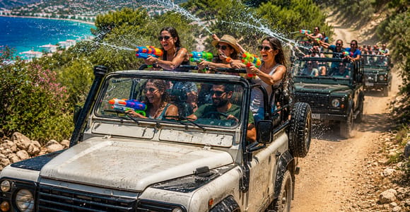 Bodrum: Jeep Safari, Beach, Turtle Lake & Water Fight