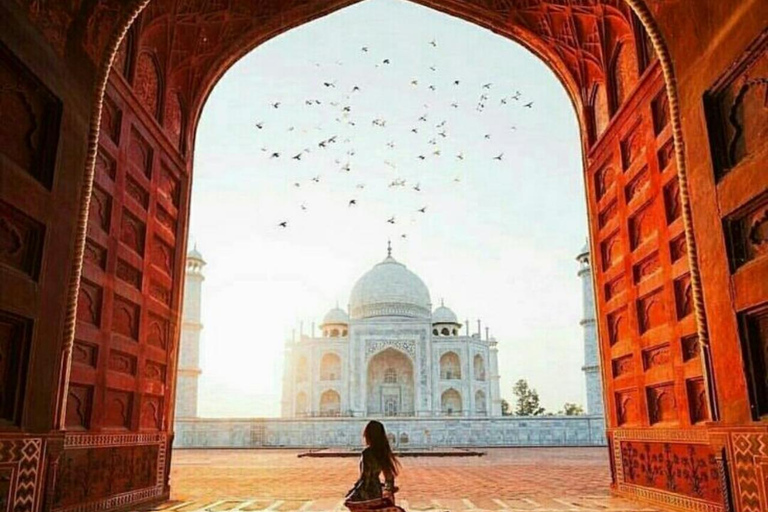 From Delhi: Taj Mahal Sunrise Tour & Agra Fort Visit AC Car, Guide, and Entry Fees