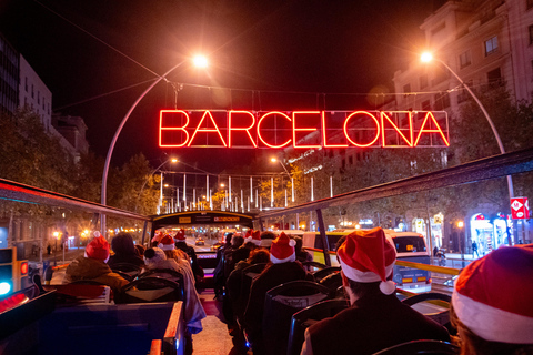 Barcelona: passeio de autocarro aberto com luzes de Natal20h30 Passeio de Natal Espanhol