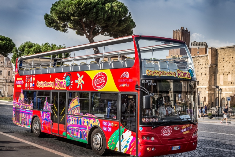 Rome: hop on, hop off-sightseeingbus & gratis audiotourRome hop on, hop off-busticket: 24 uur