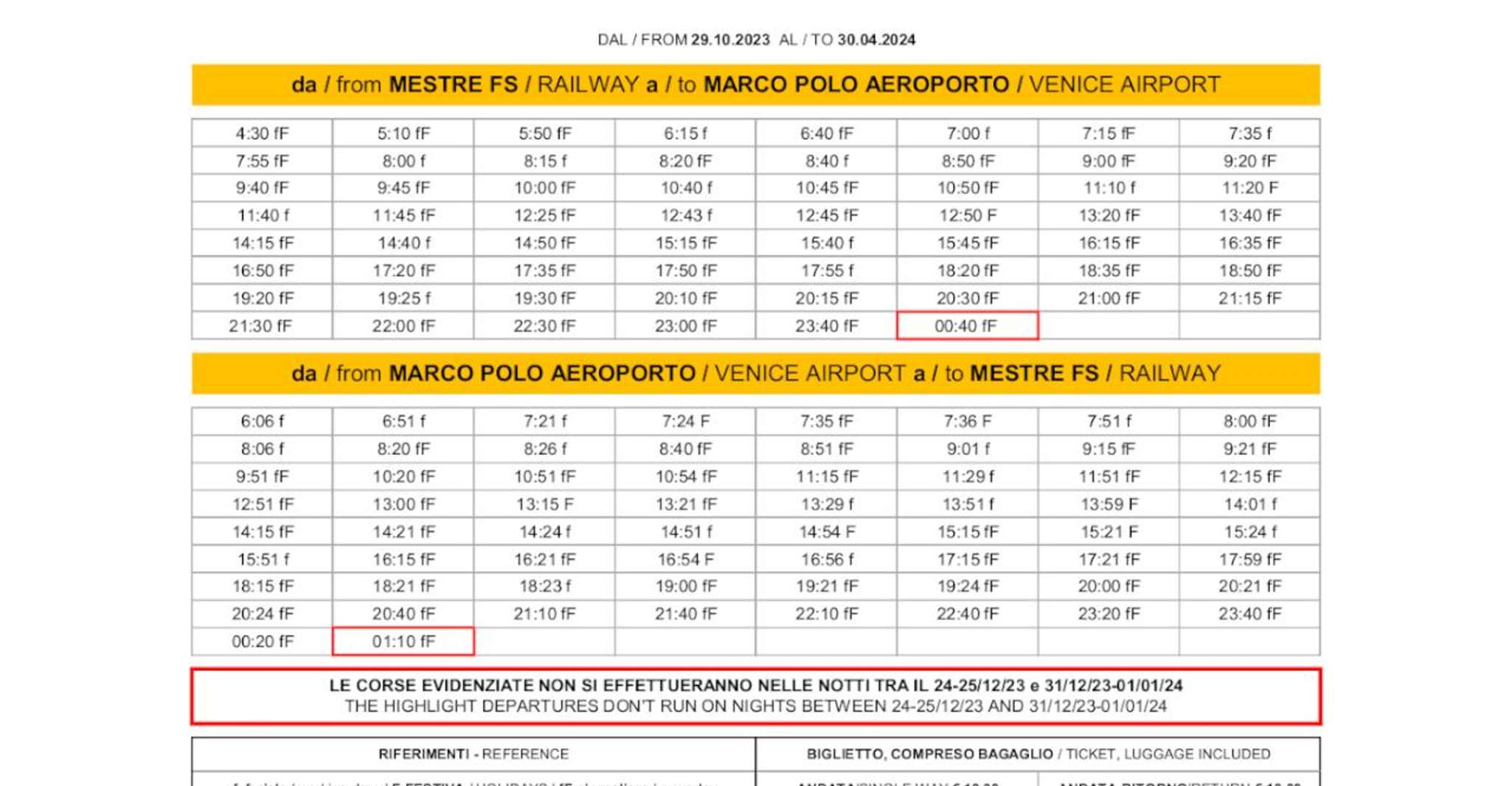 Marco Polo Airport to/from Mestre Train Station, Express Bus - Housity