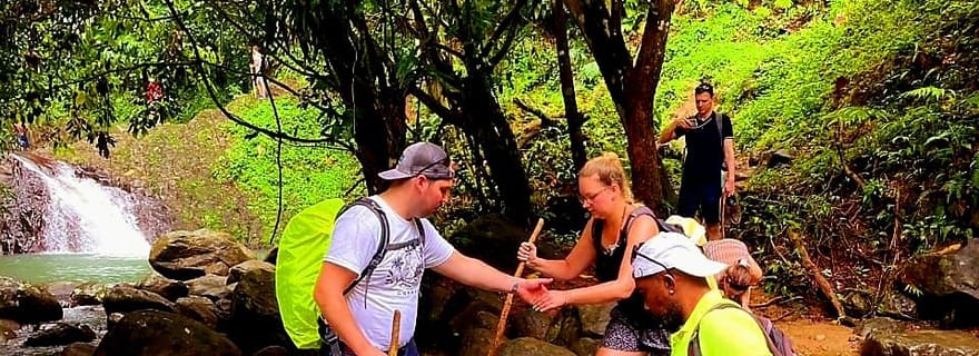 Trilha pela natureza até a cachoeira "Tropically Yours".
