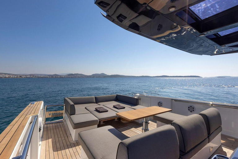 Caldera Private Cruise with Luxury Fjord 52 Motor Yacht Sunset Cruise
