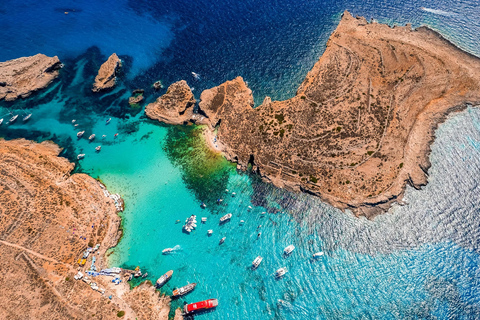 From St. Julian&#039;s: Gozo, Comino, Blue Lagoon by Powerboat