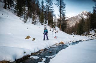 Vialattea: Schneeschuhwandern im verschneiten Wald
