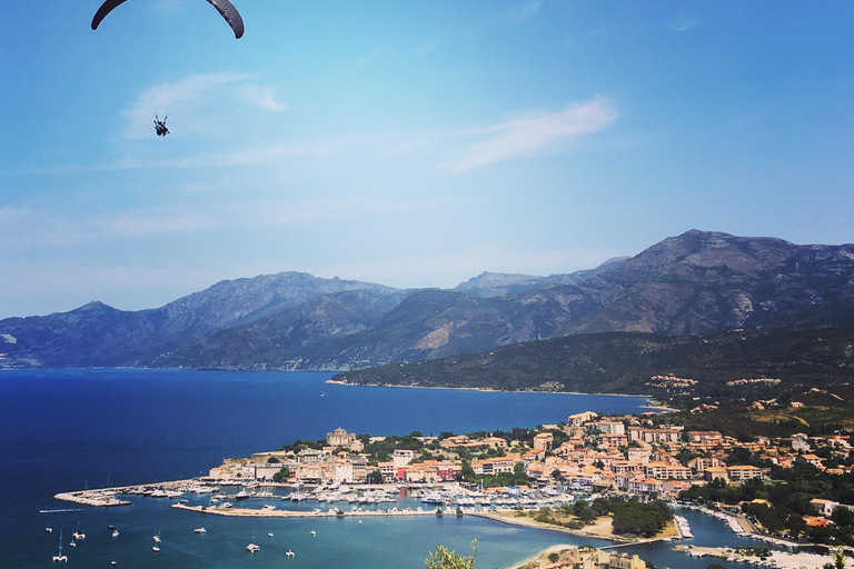 First time / Tandem paragliding flight in Saint Florent Paragliding tandem flight in Saint Florent