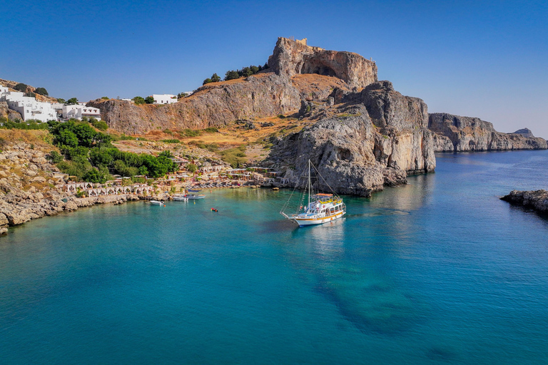 Lindos på Rhodos Rhodos sydöstra kustkryssning med badstoppLindos på Rhodos: Kryssning Rhodos sydöstra kust