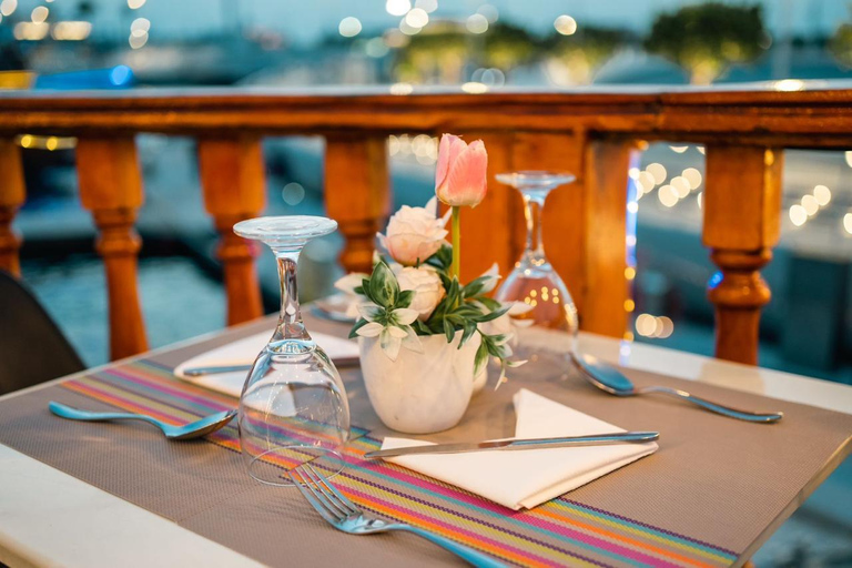 Dubai New Year's Cruise Burj Khalifa Fireworks & Dinner Upper deck with open air