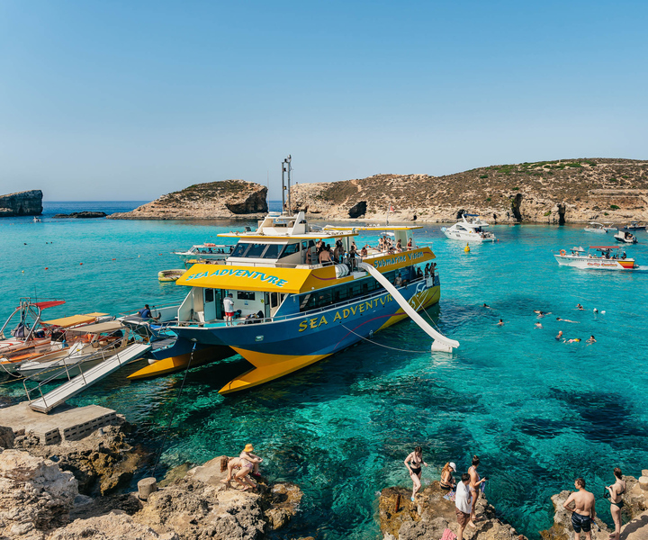 Bugibba: Gozo, Comino, and Blue Lagoon Sightseeing Cruise