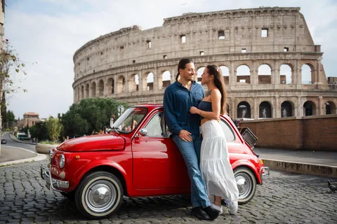 Rom - en biltur Vintage Fiat 500 biltur med fotograf