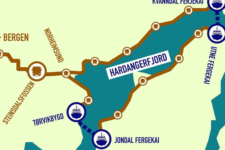 Wycieczka z przewodnikiem: Hardangerfjord, wodospady i przeprawa promem