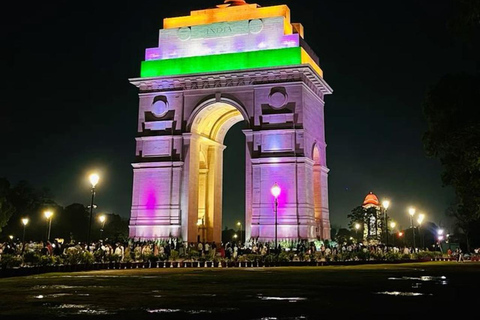 Delhi: Private Evening Tour Of Iconic Sights & Lights Delhi: Evening Tour With Car+Guide+Tickets+Dinner