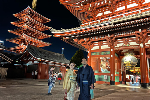 Kimono och japansk mat på Asakusa Night