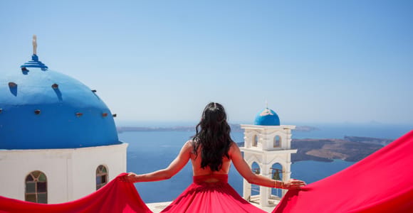 Santorini: Flying Dress Photo Shoot with Elena Art