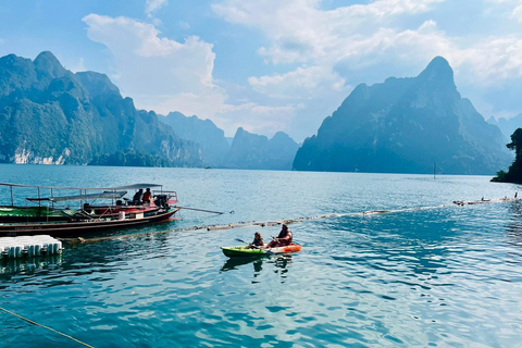 Khao Sok: Overnight Cheow Lan Lake Floating Raft House Join: Raft House Double Fan Room/Private Toilet - Coral Cave