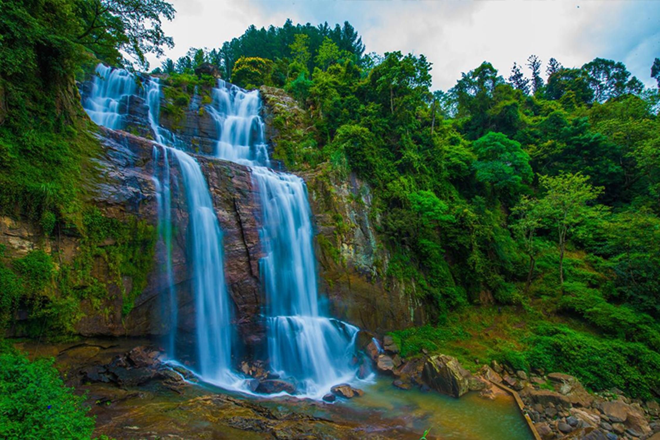 Ab Kandy: Transfer nach Nuwara Eliya mit Tee, Wasserfällen & Tempel