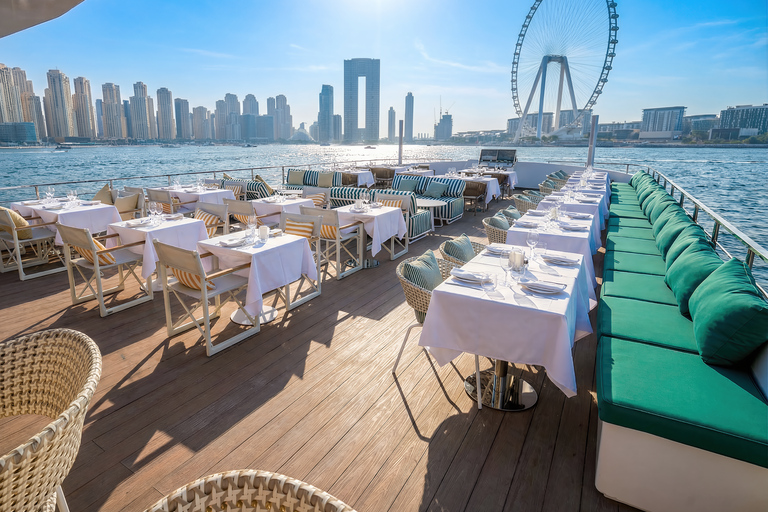 Dubai’s Best Dinner Cruise: Michelin Chef Menu & Live Show Upper Deck Seating