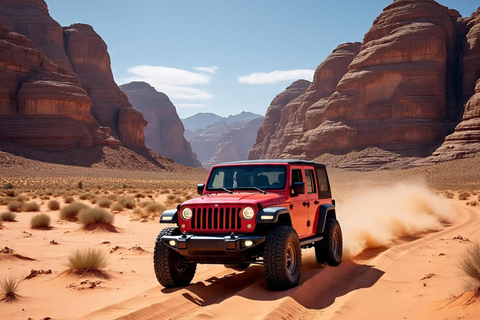 overnight: sleep under the stars in the cave in Wadi Rum Protected Area Caml tour