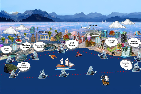 Antalya: Ali Baba Pirate Ship Deluxe Cruise Düden Waterfall Without Transfer and Soft Drinks included