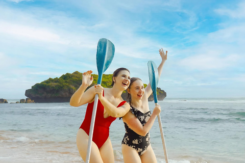 Relaxing Beach in Yogyakarta: Canoeing, Bean Bag & Coconut