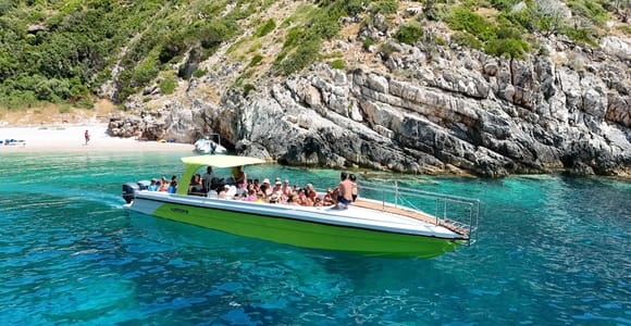 From Tirana/Durres: Sazan Island Speed Boat Tour & Swim Stops