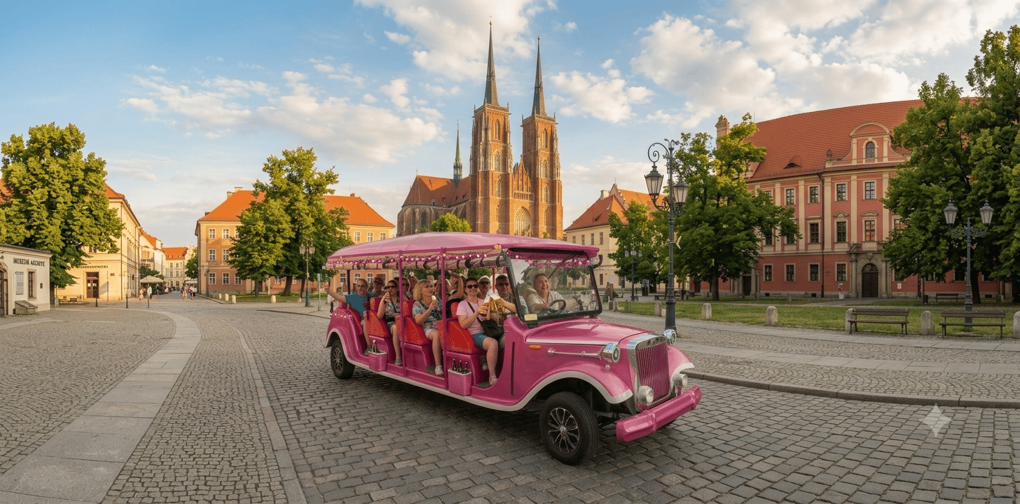 Breslau: Städtetour im Retro-Golfcart mit UNBEGRENZTEM Bier