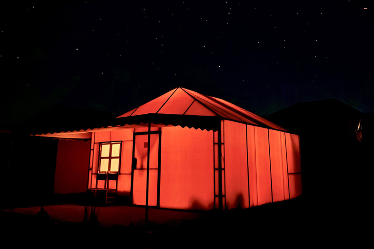 Marrakech: Overnight in Agafay Desert with Dinner & Campfire From Marrakech: Agafay Overnight with Dinner, Fire & Music