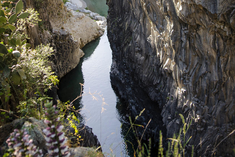 From Taormina: Mount Etna upper craters and Alcantara Gorges