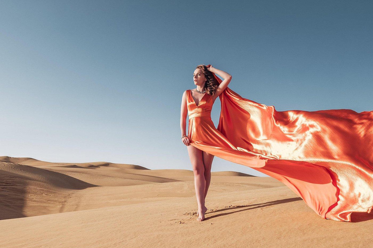 Fuerteventura: Corralejo Sand Dunes Flying Dress Photoshoot Ultimate (50 photos | 90 mins | 30sec video)