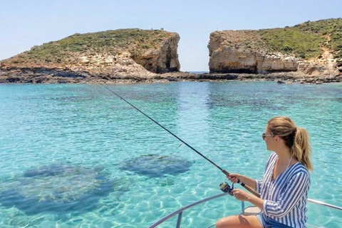 Private Fishing & Comino Boat Tour: Blue & Crystal Lagoon