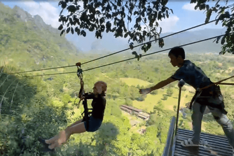 Vang Vieng:Zipline,Kayak,Nam Xay,Lagoon 2&Optional Paramotor Full-Day Adventure with Morning Paramotor