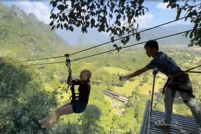 Vang Vieng:Zipline,Kayak,Nam Xay,Lagoon 2&Optional Paramotor Full-Day Adventure with Morning Paramotor