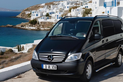 Prywatny transfer: Miasto Mykonos do hotelu z mini vanem