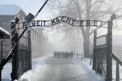 De Cracóvia: Auschwitz e Birkenau com guia de turismo e serviço de buscaTour em inglês a partir do ponto de encontro