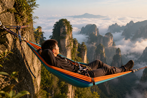 Zhangjiajie: Qixing Mountain Tickets & Adventure Options Cliff Hammock Via Ferrata Route