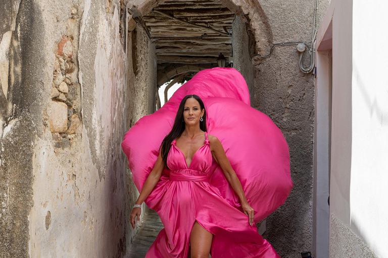 Sesión de fotos con vestido volador de Naxos