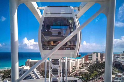 Cancun : Bus en bus à arrêts à arrêts multiples et attractions multiplesCancun : Visite à arrêts multiples de la ville et roue d'observation du ciel