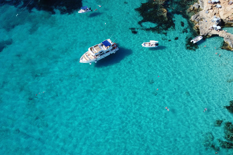 Malta: Comino Catamaran Cruise with Blue & Crystal Lagoon Morning or afternoon Half day cruise with 2 swimming stops