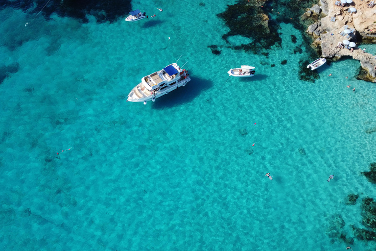 Malta: Comino Catamaran Cruise with Blue & Crystal Lagoon Morning or afternoon Half day cruise with 2 swimming stops