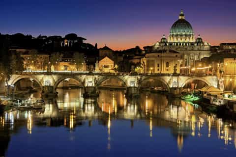St. Peter's Square and façade of the basilica in Vatican City