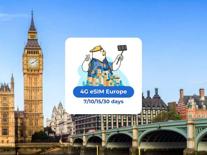 Europe: eSIM Mobile Data (33 countries) - 10/15/20/30 days