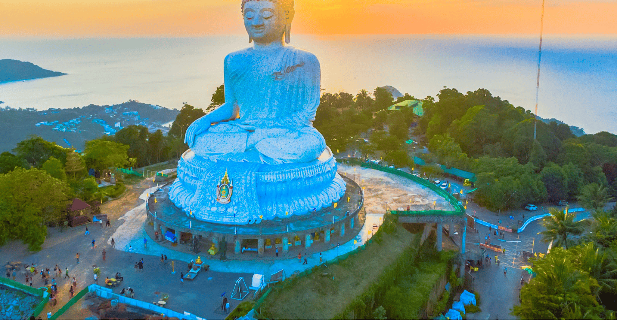 Phuket Grand Bouddha Montre Coucher de soleil Marches Nuit Phuket Vieille ville - Hizvo