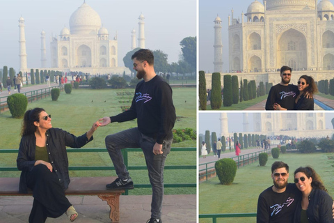 Au départ de Delhi : visite du Taj Mahal et du fort d'Agra au lever du soleilVoiture seule avec chauffeur